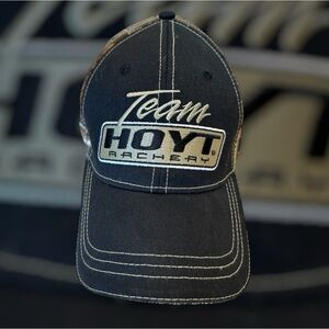 HOYT Black & Camo Team Hoyt Archery Black Cap, Adjustable Size, Never Worn